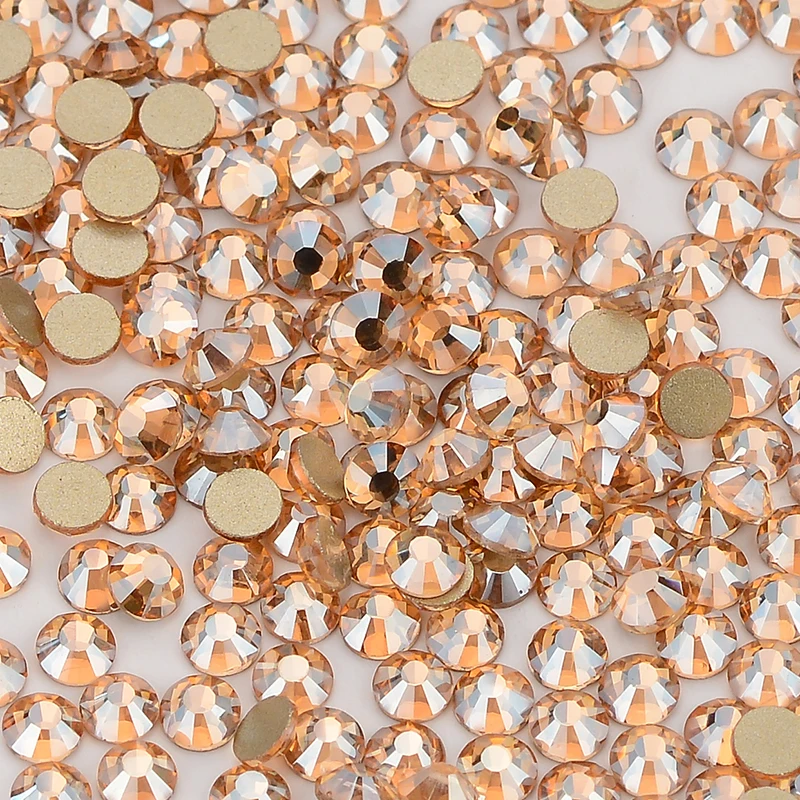 QIIY SS3-SS60 Glass Flatback Rhinestone Glitter Gold Base Crystals AB Stones Non Hotfix Strass Rhinestones for Diy Craft Clothes - Image 2