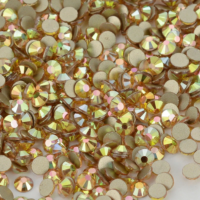 QIIY SS3-SS60 Glass Flatback Rhinestone Glitter Gold Base Crystals AB Stones Non Hotfix Strass Rhinestones for Diy Craft Clothes - Image 4