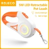 ROJECO 5M Automatic Dog Leash Retractable LED Luminous Leading Fashion Light Straps For Dog Puppy Pet Flexi Walking Running Lead