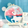 RUOPOTY Punch Needle Embroidery Starter Kits For Kids And Adults Beginners Seaside Elk Funny Easy Diy Play Craft Sweing Set For