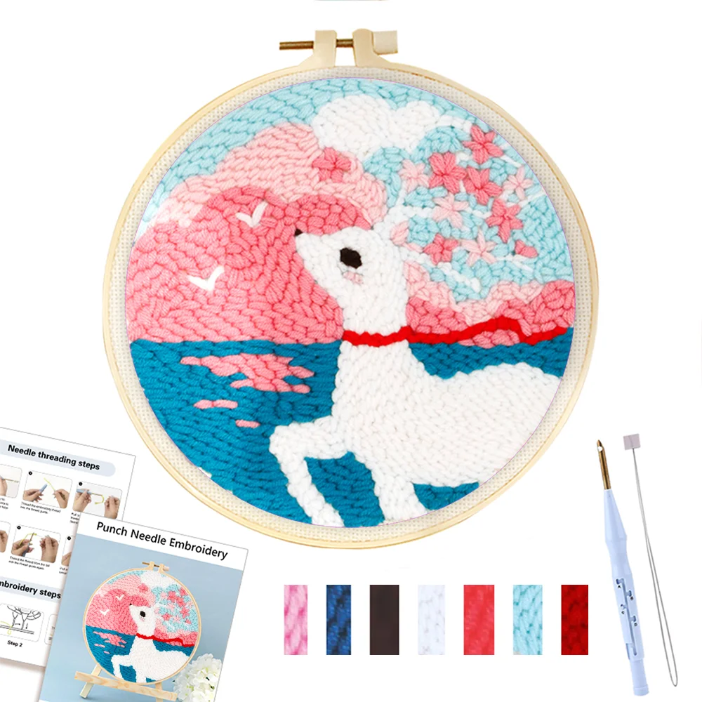 RUOPOTY Punch Needle Embroidery Starter Kits For Kids And Adults Beginners Seaside Elk Funny Easy Diy Play Craft Sweing Set For - Image 6