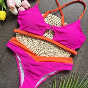 RUOTONSEPT Sexy Solid Splicing Bikinis Set Women's Swimsuit Two-piece Triangle Thong Swimwear Bathing Suit Brazilian Biquinis