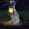 Resin Elephant Statue Solar Elephant Garden Statue Lights Waterproof Outdoor Decor Lights Retro Desktop Craft Decorative Lights