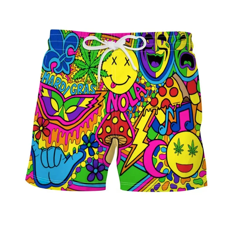 Retro Tiki Pattern 3D Printed Surfing Board Shorts For Men Kids Street Hip Hop Swim Trunks Fashion Hawaii Vacation Beach Shorts - Image 3