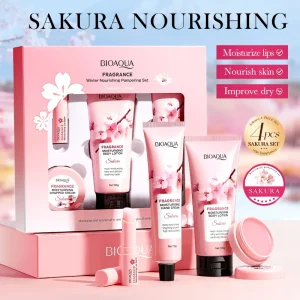 Sakura Skincare Set moisturizing Nourishing Hydrating Hand cream lip balm body lotion long-lasting soft smooth skincare set box