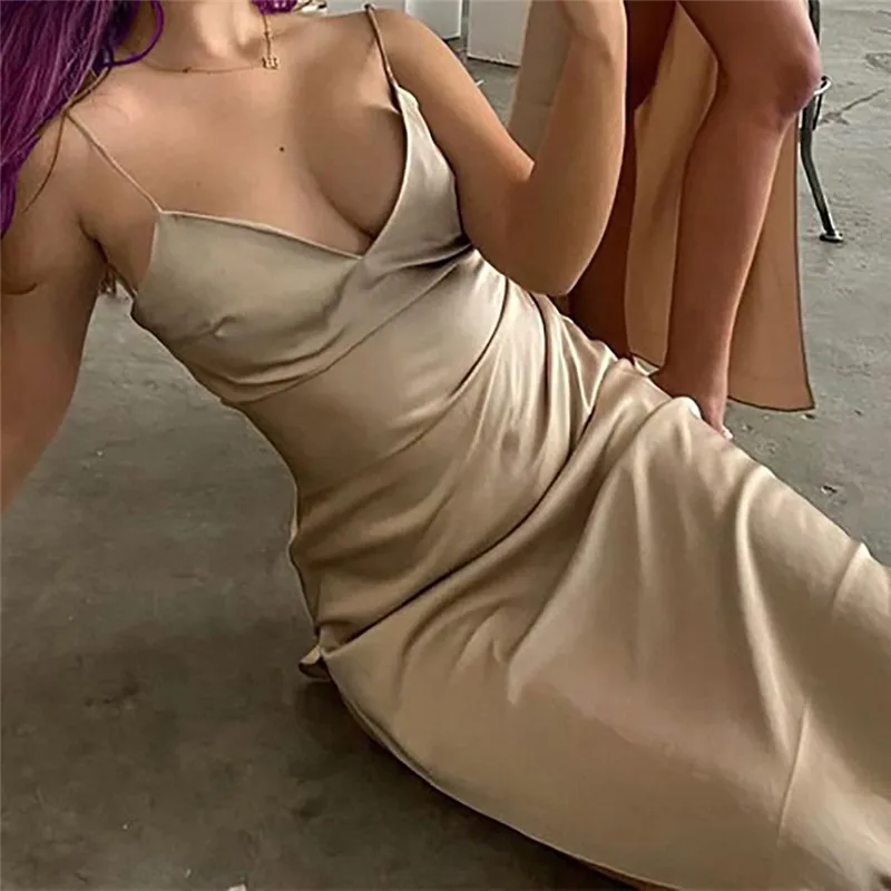 Satin Slip Sleeveless Backless Maxi Dress 2024 Women Y2k Summer Bodycon Elegant Sexy Outfits Ladies Birthday Party Club Sundress - Image 5