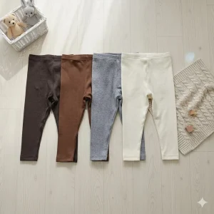 SeasonSea Autumn Winter Kids Ribbed Leggings Cotton Solid Pants Boys Girls Trousers Baby Toddler Clothes