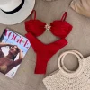 Sexy Bikini 2 Piece Set Women Swimwear 2026 Summer Fashion Ruched Bandage Bra+Briefs Match Bathing Suit Holiday Beachwear