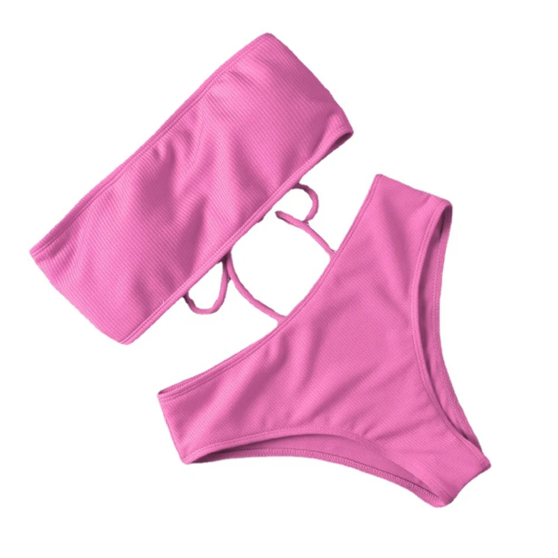 Sexy Bikini Swimwear for Women Swimsuit Solid Color Bikini Set Female Tube Top Padded Bathing Suit Summer Beach Wear - Image 6