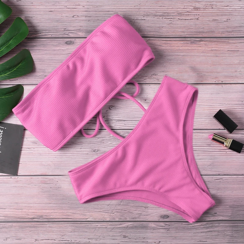 Sexy Bikini Swimwear for Women Swimsuit Solid Color Bikini Set Female Tube Top Padded Bathing Suit Summer Beach Wear - Image 4
