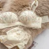 Sexy Japanese Style Cup Lingerie Set Push Up Wireless Bra Small Chest Anti-Sagging Top Support Autumn Bralette Panty Set Petite