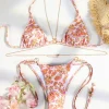 Sexy Triangle Micro Bikini Sets Thongs Chains Swimsuit Women Bathing Suit Biquini Bandage Beachwear Print Swimwear Thong Bikini