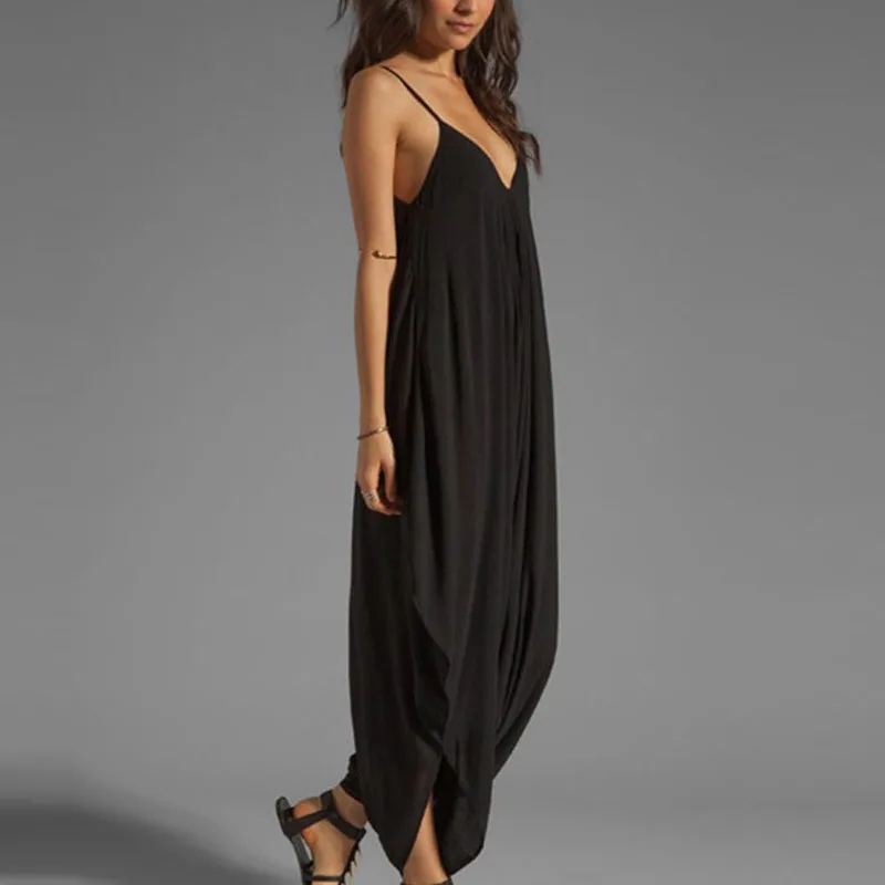 Sexy V-Neck Sleeveless Jumpsuits Summer Jumpsuits for Women Full-Length Playsuit Solid Color Pants Female Casual Loose Rompers - Image 4