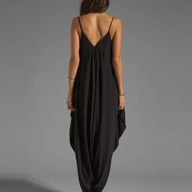 Sexy V-Neck Sleeveless Jumpsuits Summer Jumpsuits for Women Full-Length Playsuit Solid Color Pants Female Casual Loose Rompers - Image 5