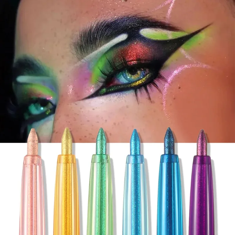 Shiny Chameleon Metallic Green Eyeliner Gel Stick Smooth Multicolor Eye Shadow Pearlescent Polarized Glitter Eyes Pigment Makeup - Image 4