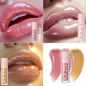Silky Lip Gloss-Waterproof, Long-Lasting Moisturizing Liquid Lipstick with Mirror Finish, Non-Sticky, Full Shine, Fade-Resistant