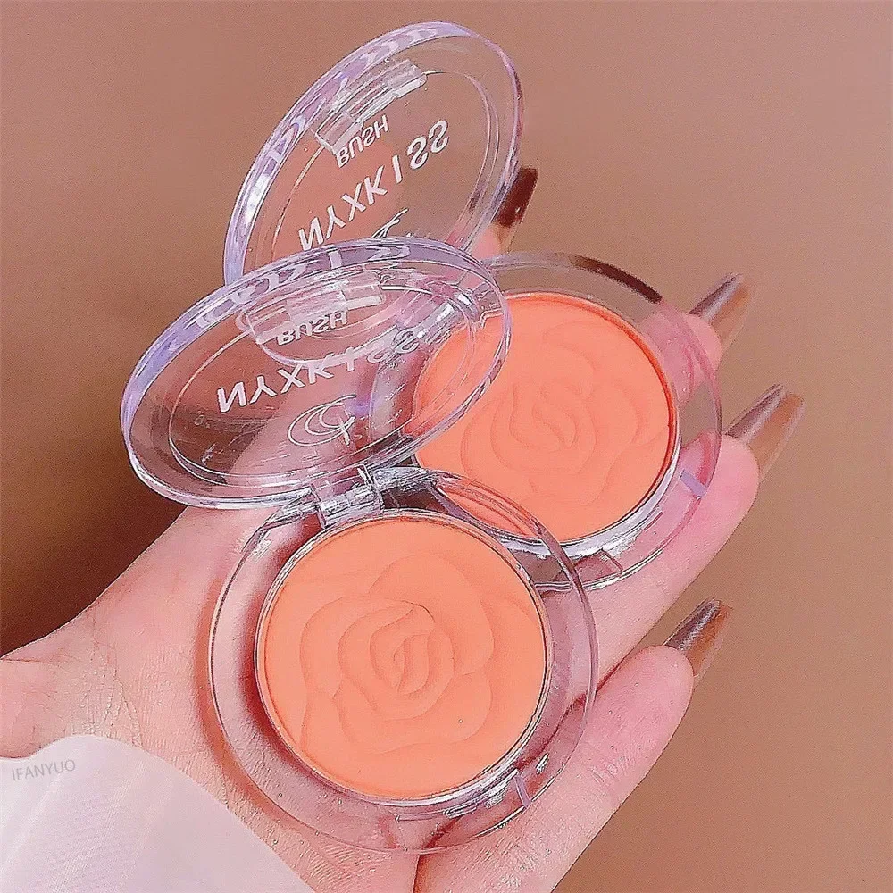 Single Color Matte Embossed Petal Blush Palette Peach Cream Pink Orange Cheek Contour Makeup Rouge for Women Beauty Cosmetics - Image 2