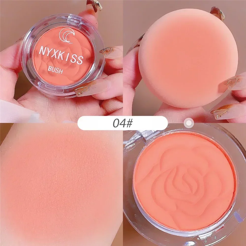 Single Color Matte Embossed Petal Blush Palette Peach Cream Pink Orange Cheek Contour Makeup Rouge for Women Beauty Cosmetics - Image 4