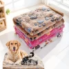 Soft Fluffy High Quality Pet Blanket Cozy Cartoon Pattern Mat Warm Comfortable Blanket for Cats Dogs