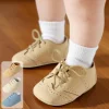 Solid 3-18 Months Baby Boys Shoes Soft PU with Lace-up Design Shoes Infant Casual Daily Comfy Anti-Slip Shoes Fit All Seasons