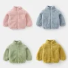 Solid Color Fashion Children Plush Coat Autumn Winter Warm Baby Girl Boy Casual Jacket Greatcoat Kids Clothing Toddler Outerwear