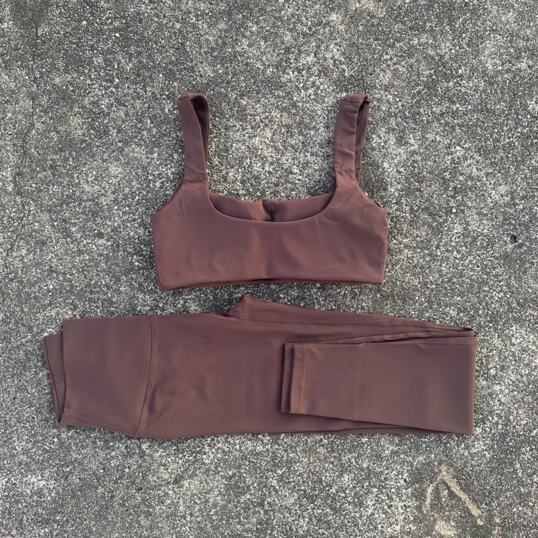Solid color Tight Women Hollow Back shoulder straps fitness Bra Top High waist Yoga Leggings 2pc Gym Yoga Set Athletic sportwear - Image 3
