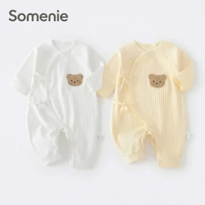 Somenie Boys Girls Baby Romper Newborn 100% Cotton Onesie Clothes long-Sleeved Romper Toddler Babe Pajamas 4 Seasons wear