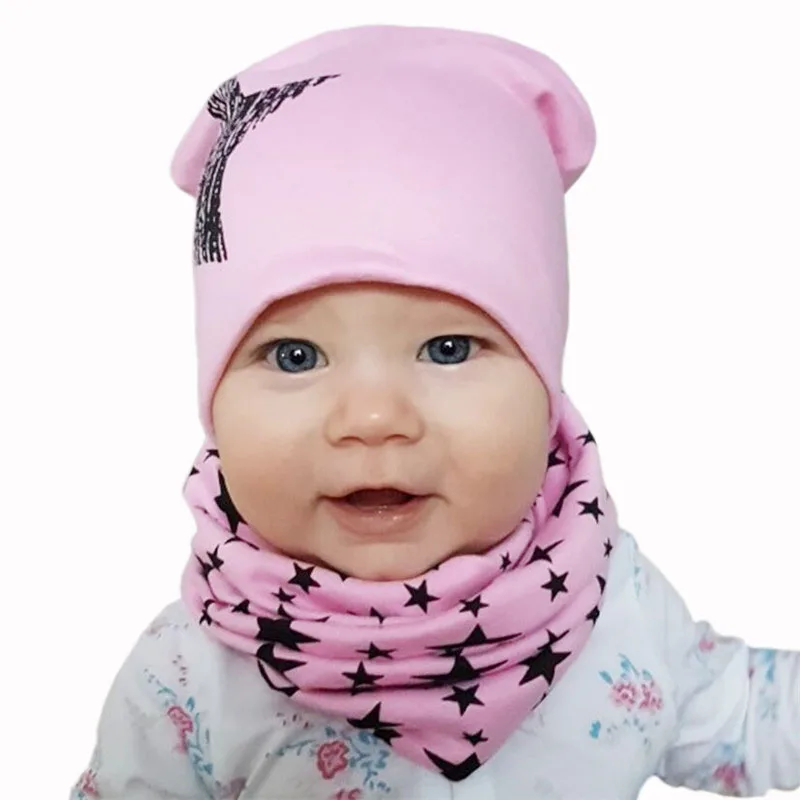 Spring Autumn 2PCS Baby Beanie Hat Scarf Stars Print Warm Toddler Hat Scarf for Girls and Boys Infant Hats Set Kids Skull Caps - Image 6