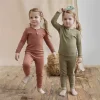 Spring Autumn Toddler Pajamas Suit Solid Color Cotton Kids Tops + Leggings Baby Boy Girl Clothes Suit