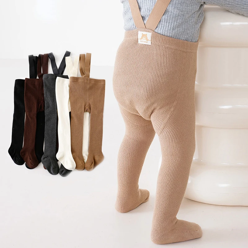 Spring Baby Tights with Straps Cotton Toddler Suspender Trousers Knitted Kids Pantyhose Infant Overalls for Girls Boys Leggings - Image 2
