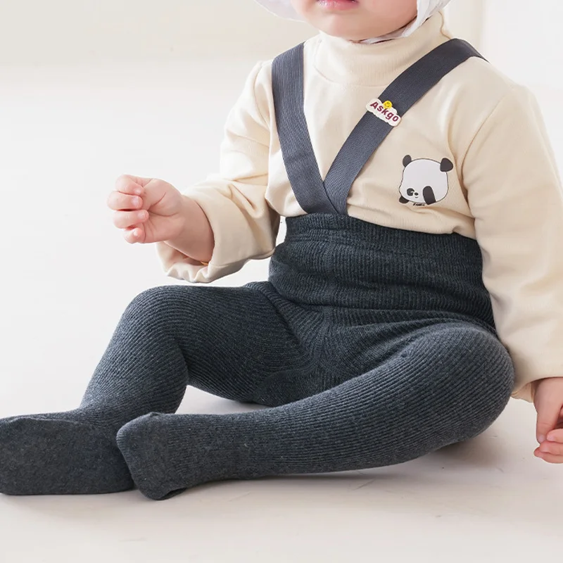 Spring Baby Tights with Straps Cotton Toddler Suspender Trousers Knitted Kids Pantyhose Infant Overalls for Girls Boys Leggings - Image 3