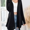 Spring Women's New Fashionable Temperament Plus Size Solid Color Long Sleeved Cardigan Long Top