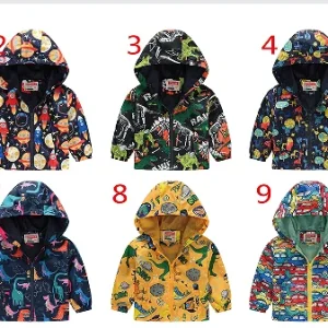Spring and Autumn New Style Boys and Girls 1-7 Years Old Fashionable Lightweight Short Style Versatile Jacket with Hat and Pocke