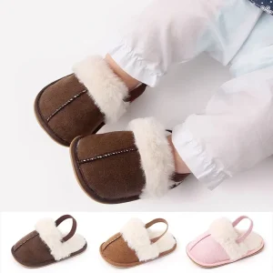 Spring and Winter Baby Shoes Cute Indoor Baby Fluffy Slippers Baby Toddler Boys and Girls Shoes Sandals First Step Walker 0-18M