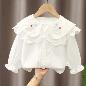 Spring fall newborn Girl Baby Clothes 1 year Birthday Princess Embroidered Shirt tops for Girl Baby clothing Shirts blouse coats