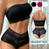 Strapless Bralette Set Lace Wireless Unpadded Bra and Panties Set for Women Comfortable Seamless Lingerie for Wedding S-XL