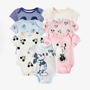 Summer Baby Bodysuit Mickey and Minnie Newborn Baby Clothes Button Design Baby One-piece for 0-24 Months Baby Boy Girl Clothes