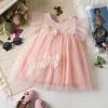 Summer Baby Girl Dress Solid Color Bow Gauze Dress Flower Girl Dress for 0-2 Years Old