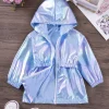 Summer Children's Coat for Boys Girls Toddler Solid Zipper Hooded Thin Jacket Mid length Lightweight Sunscreen Coat 0-6Y