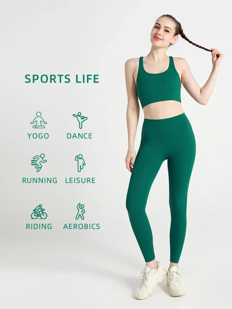 Summer New 2 Piece Yoga Clothes Women's Tracksuit Athletic Cross Back Nylon Yoga Top Women Sports Bra Leggings Pilates Fitness - Image 4