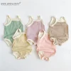 Summer Newborn Baby Girls Sleeveless Sling Plaid Outfits Cotton Soft Jumpsuits Infant Kids Casual Clothing Bodysuits