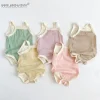 Summer Newborn Baby Girls Sleeveless Sling Plaid Outfits Cotton Soft Jumpsuits Infant Kids Casual Clothing Bodysuits