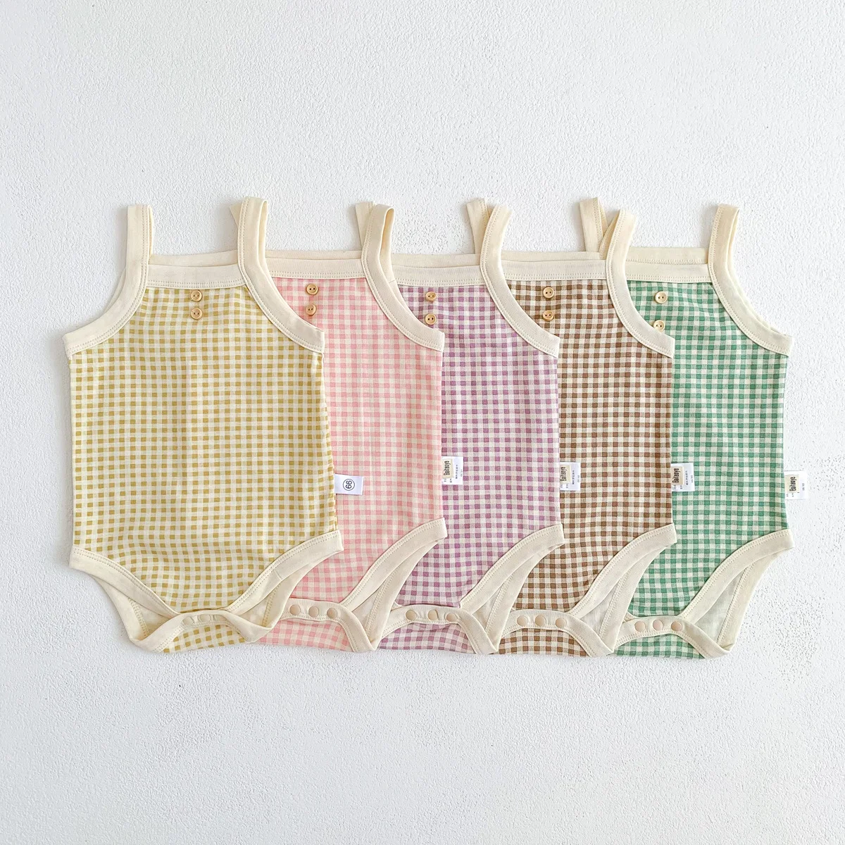 Summer Newborn Baby Girls Sleeveless Sling Plaid Outfits Cotton Soft Jumpsuits Infant Kids Casual Clothing Bodysuits - Image 2
