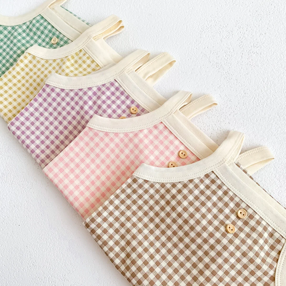Summer Newborn Baby Girls Sleeveless Sling Plaid Outfits Cotton Soft Jumpsuits Infant Kids Casual Clothing Bodysuits - Image 3
