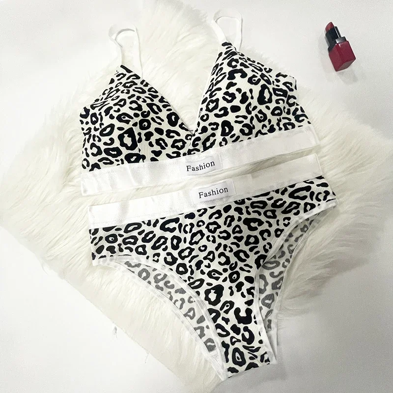 Summer Set New Women's Leopard Print Traceless and Steel Rim Bra Adjustable Shoulder Strap Back Women's Underwear Set - Image 3