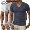 Summer Spring V Neck Shirts For Male Bottoming Shirt Solid Color Retro Short Sleeve T Shirts For Men Sports Tee Shirts Blouses