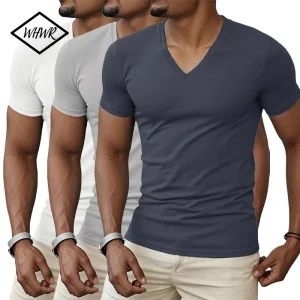 Summer Spring V Neck Shirts For Male Bottoming Shirt Solid Color Retro Short Sleeve T Shirts For Men Sports Tee Shirts Blouses