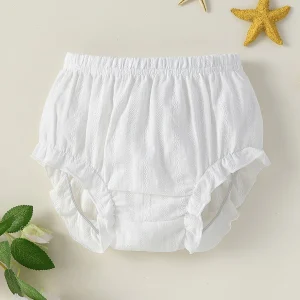 Summer baby girl pure white pleated shorts