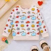 Super Cute! A Must-have Cartoon Printed Sweatshirt for Baby Girls in Autumn and Winter. It's full of lovely elements like smilin