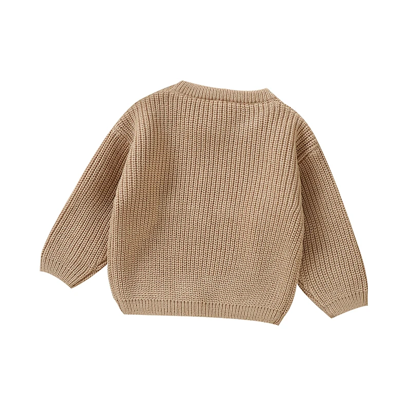 Sweet Floral & Letter Embroidery Print Baby Girls Long Sleeve Sweaters Knitted Acrylic Baby Soft Sweatshirt For Newborn Infants - Image 2